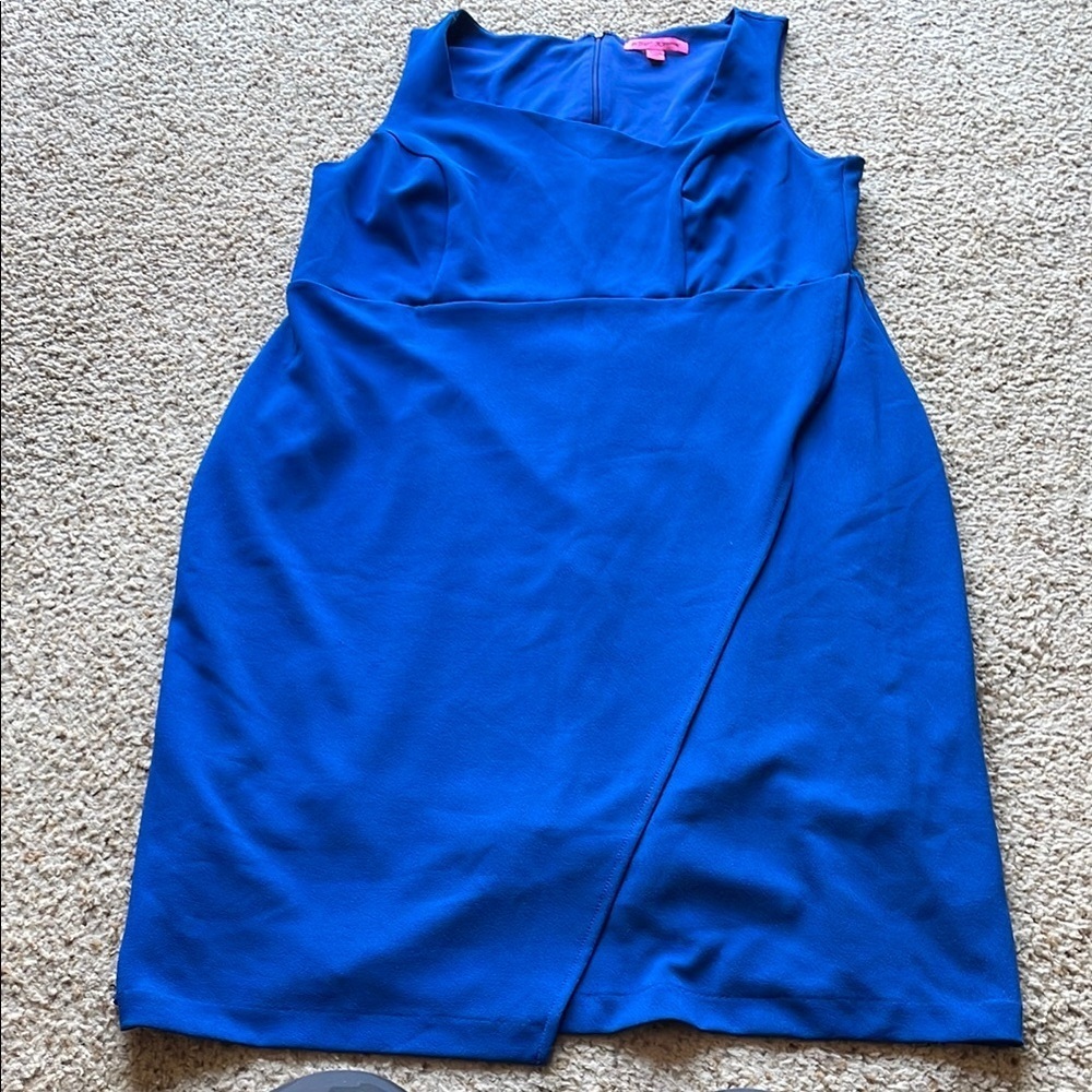 Betsey Johnson Blue Sleeveless Dress with asymmetrical neckline size 14W